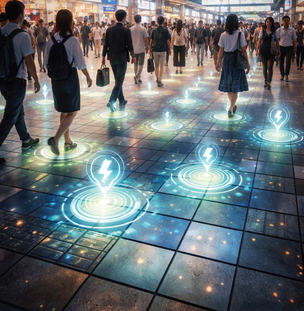 Figure 5. Conceptual illustration of piezoelectric tiles at Shibuya Station