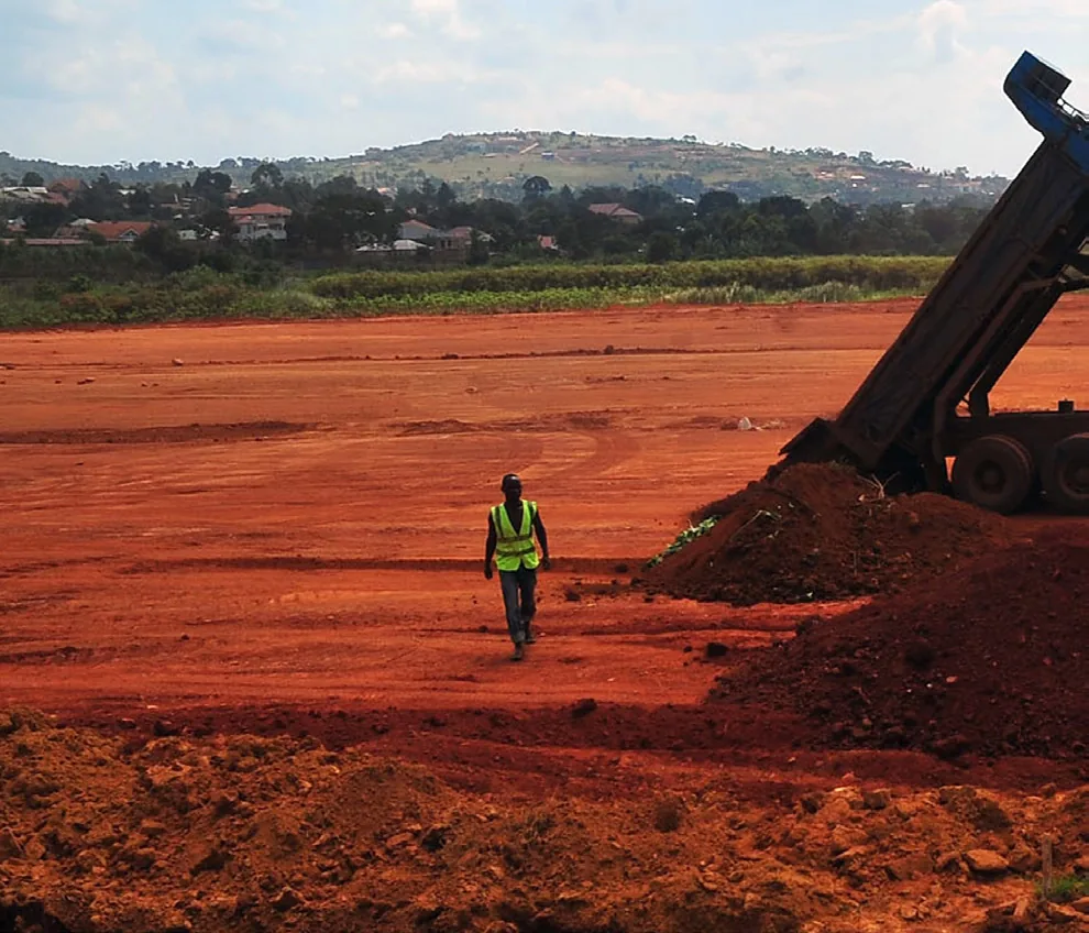 Dirt is cleared and dumped, destroying a wetland in Uganda7